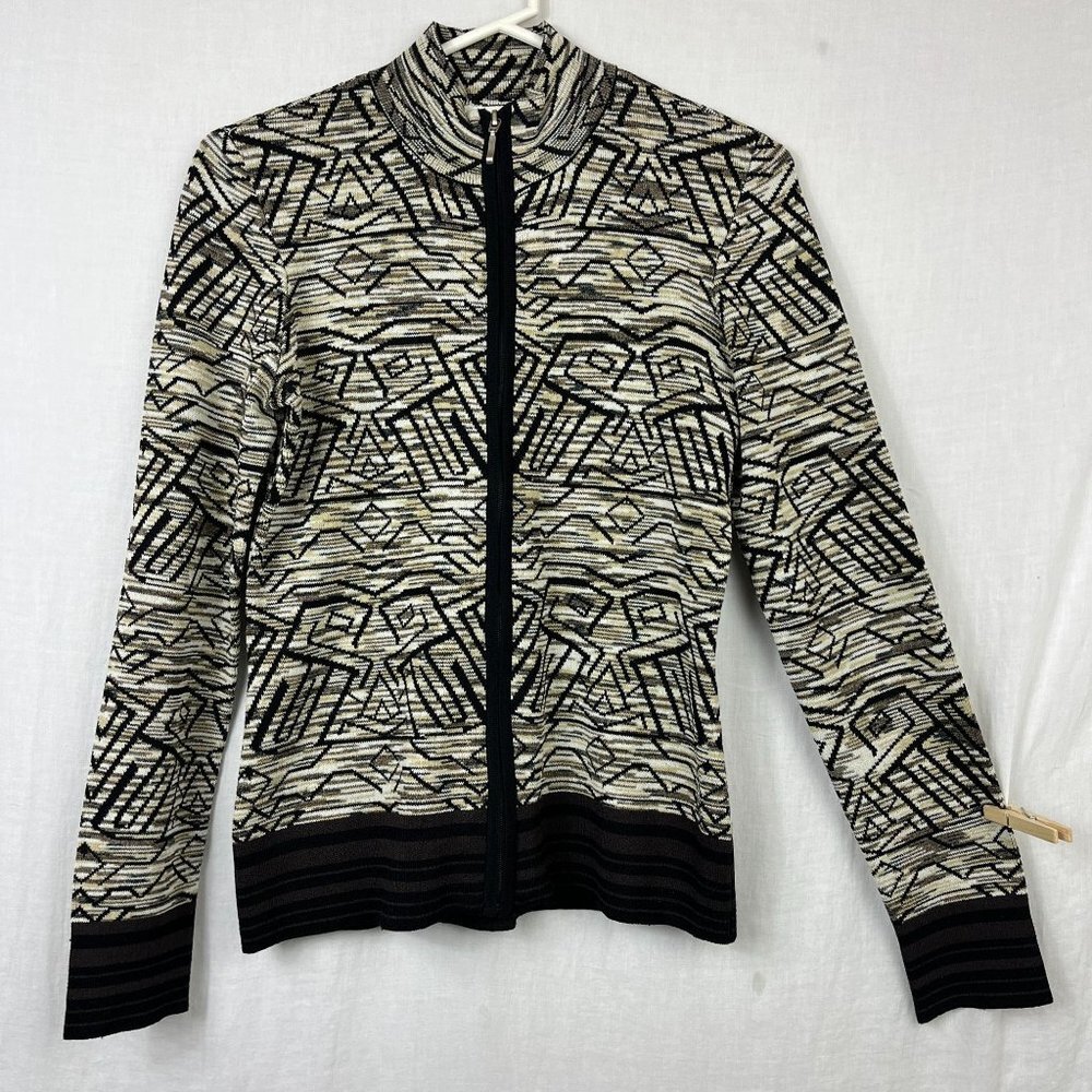 Coldwater Creek Tech Knit Full Zip Jacket Women XS Abstract Art To Wear Athletic